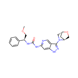 COC[C@@H](NC(=O)Nc1cc2[nH]nc(N3C[C@H]4C[C@H]3CO4)c2cn1)c1ccccc1 ZINC001772607920