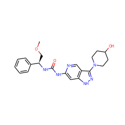 COC[C@@H](NC(=O)Nc1cc2[nH]nc(N3CCC(O)CC3)c2cn1)c1ccccc1 ZINC001772641768