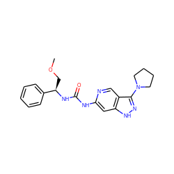 COC[C@@H](NC(=O)Nc1cc2[nH]nc(N3CCCC3)c2cn1)c1ccccc1 ZINC001772605210