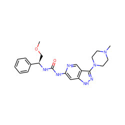 COC[C@@H](NC(=O)Nc1cc2[nH]nc(N3CCN(C)CC3)c2cn1)c1ccccc1 ZINC001772645162