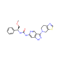 COC[C@@H](NC(=O)Nc1cc2[nH]nc(N3CCc4ncsc4C3)c2cn1)c1ccccc1 ZINC001772582225