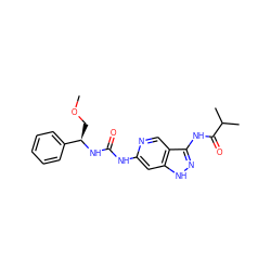 COC[C@@H](NC(=O)Nc1cc2[nH]nc(NC(=O)C(C)C)c2cn1)c1ccccc1 ZINC001772589333