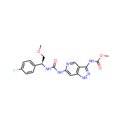 COC[C@@H](NC(=O)Nc1cc2[nH]nc(NC(=O)OC)c2cn1)c1ccc(F)cc1 ZINC001772644520