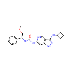 COC[C@@H](NC(=O)Nc1cc2[nH]nc(NC3CCC3)c2cn1)c1ccccc1 ZINC001772608023