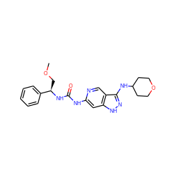 COC[C@@H](NC(=O)Nc1cc2[nH]nc(NC3CCOCC3)c2cn1)c1ccccc1 ZINC001772574109