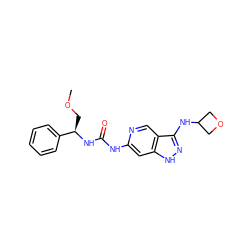 COC[C@@H](NC(=O)Nc1cc2[nH]nc(NC3COC3)c2cn1)c1ccccc1 ZINC001772612854