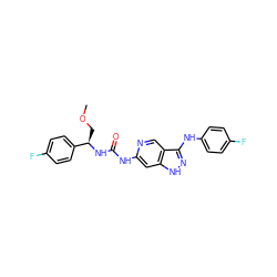 COC[C@@H](NC(=O)Nc1cc2[nH]nc(Nc3ccc(F)cc3)c2cn1)c1ccc(F)cc1 ZINC000210831284