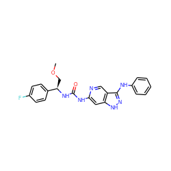 COC[C@@H](NC(=O)Nc1cc2[nH]nc(Nc3ccccc3)c2cn1)c1ccc(F)cc1 ZINC001772623880