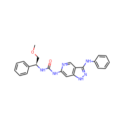 COC[C@@H](NC(=O)Nc1cc2[nH]nc(Nc3ccccc3)c2cn1)c1ccccc1 ZINC001772577047