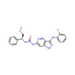 COC[C@@H](NC(=O)Nc1cc2[nH]nc(Nc3ccccc3Cl)c2cn1)c1ccccc1 ZINC000210831329