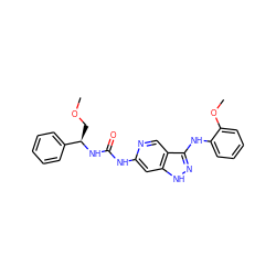 COC[C@@H](NC(=O)Nc1cc2[nH]nc(Nc3ccccc3OC)c2cn1)c1ccccc1 ZINC000210831372