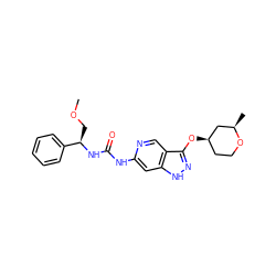 COC[C@@H](NC(=O)Nc1cc2[nH]nc(O[C@@H]3CCO[C@H](C)C3)c2cn1)c1ccccc1 ZINC001772611803