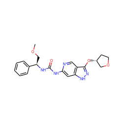 COC[C@@H](NC(=O)Nc1cc2[nH]nc(O[C@@H]3CCOC3)c2cn1)c1ccccc1 ZINC001772577062