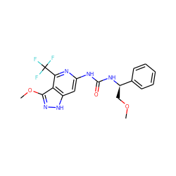 COC[C@@H](NC(=O)Nc1cc2[nH]nc(OC)c2c(C(F)(F)F)n1)c1ccccc1 ZINC000209327762