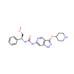 COC[C@@H](NC(=O)Nc1cc2[nH]nc(OC3CCNCC3)c2cn1)c1ccccc1 ZINC001772647548