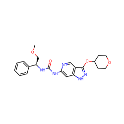 COC[C@@H](NC(=O)Nc1cc2[nH]nc(OC3CCOCC3)c2cn1)c1ccccc1 ZINC001772575775