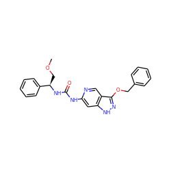 COC[C@@H](NC(=O)Nc1cc2[nH]nc(OCc3ccccc3)c2cn1)c1ccccc1 ZINC000209396802