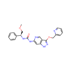 COC[C@@H](NC(=O)Nc1cc2[nH]nc(OCc3ccccn3)c2cn1)c1ccccc1 ZINC001772630301