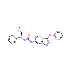 COC[C@@H](NC(=O)Nc1cc2[nH]nc(Oc3ccccc3)c2cn1)c1ccccc1 ZINC001772622540