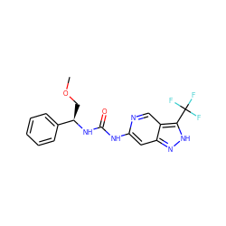 COC[C@@H](NC(=O)Nc1cc2n[nH]c(C(F)(F)F)c2cn1)c1ccccc1 ZINC000205434182