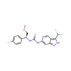 COC[C@@H](NC(=O)Nc1cc2n[nH]c(C(F)F)c2cn1)c1ccc(F)cc1 ZINC000219766129