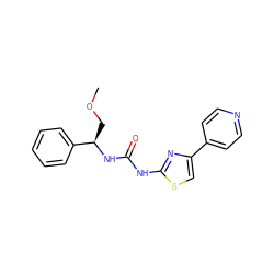 COC[C@@H](NC(=O)Nc1nc(-c2ccncc2)cs1)c1ccccc1 ZINC000165926124