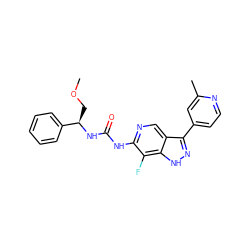 COC[C@@H](NC(=O)Nc1ncc2c(-c3ccnc(C)c3)n[nH]c2c1F)c1ccccc1 ZINC000261128123