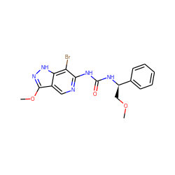 COC[C@@H](NC(=O)Nc1ncc2c(OC)n[nH]c2c1Br)c1ccccc1 ZINC001772590549