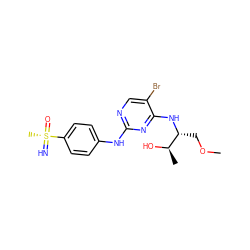 COC[C@@H](Nc1nc(Nc2ccc([S@@](C)(=N)=O)cc2)ncc1Br)[C@@H](C)O ZINC000168140595