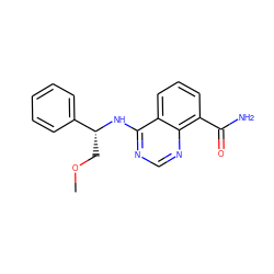 COC[C@@H](Nc1ncnc2c(C(N)=O)cccc12)c1ccccc1 ZINC000114345887