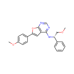 COC[C@@H](Nc1ncnc2oc(-c3ccc(OC)cc3)cc12)c1ccccc1 ZINC001772610437