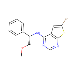 COC[C@@H](Nc1ncnc2sc(Br)cc12)c1ccccc1 ZINC000299858852