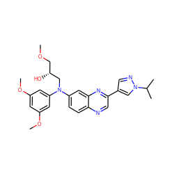 COC[C@@H](O)CN(c1cc(OC)cc(OC)c1)c1ccc2ncc(-c3cnn(C(C)C)c3)nc2c1 ZINC000139412855