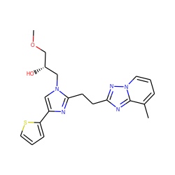 COC[C@@H](O)Cn1cc(-c2cccs2)nc1CCc1nc2c(C)cccn2n1 ZINC000117874088