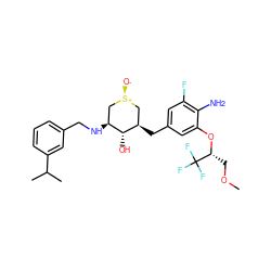 COC[C@@H](Oc1cc(C[C@@H]2C[S@+]([O-])C[C@H](NCc3cccc(C(C)C)c3)[C@H]2O)cc(F)c1N)C(F)(F)F ZINC000138324353