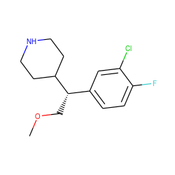 COC[C@@H](c1ccc(F)c(Cl)c1)C1CCNCC1 ZINC000096914812