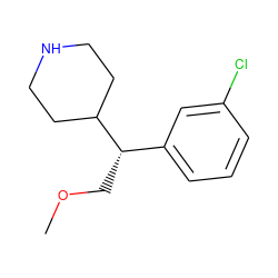 COC[C@@H](c1cccc(Cl)c1)C1CCNCC1 ZINC000096914808