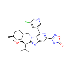 COC[C@@H](c1nc2cc(-c3noc(=O)[nH]3)nc(-c3cncc(Cl)c3)c2n1C[C@H]1CC[C@H](C)CC1)C(C)C ZINC000261087064