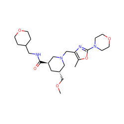 COC[C@@H]1C[C@@H](C(=O)NCC2CCOCC2)CN(Cc2nc(N3CCOCC3)oc2C)C1 ZINC000071335123