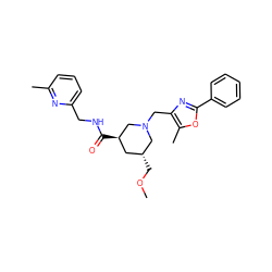 COC[C@@H]1C[C@@H](C(=O)NCc2cccc(C)n2)CN(Cc2nc(-c3ccccc3)oc2C)C1 ZINC000071331850