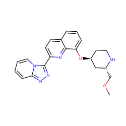 COC[C@@H]1C[C@@H](Oc2cccc3ccc(-c4nnc5ccccn45)nc23)CCN1 ZINC000117663678