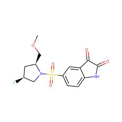 COC[C@@H]1C[C@H](F)CN1S(=O)(=O)c1ccc2c(c1)C(=O)C(=O)N2 ZINC000096271854