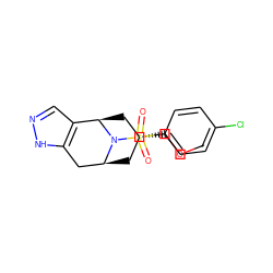 COC[C@@H]1C[C@H]2Cc3[nH]ncc3[C@@H](C1)N2S(=O)(=O)c1ccc(Cl)cc1 ZINC000045315240