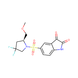 COC[C@@H]1CC(F)(F)CN1S(=O)(=O)c1ccc2c(c1)C(=O)C(=O)N2 ZINC000096271852