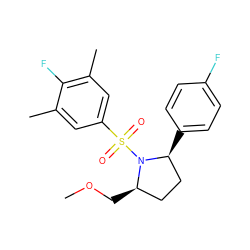 COC[C@@H]1CC[C@H](c2ccc(F)cc2)N1S(=O)(=O)c1cc(C)c(F)c(C)c1 ZINC000653775514