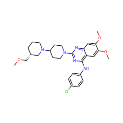 COC[C@@H]1CCCN(C2CCN(c3nc(Nc4ccc(Cl)cc4)c4cc(OC)c(OC)cc4n3)CC2)C1 ZINC000040424251