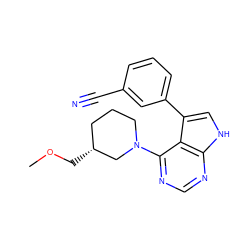 COC[C@@H]1CCCN(c2ncnc3[nH]cc(-c4cccc(C#N)c4)c23)C1 ZINC000210755925