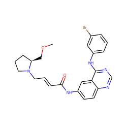 COC[C@@H]1CCCN1C/C=C/C(=O)Nc1ccc2ncnc(Nc3cccc(Br)c3)c2c1 ZINC000013863674