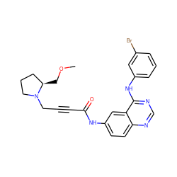 COC[C@@H]1CCCN1CC#CC(=O)Nc1ccc2ncnc(Nc3cccc(Br)c3)c2c1 ZINC000013863663