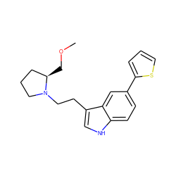 COC[C@@H]1CCCN1CCc1c[nH]c2ccc(-c3cccs3)cc12 ZINC000028012212